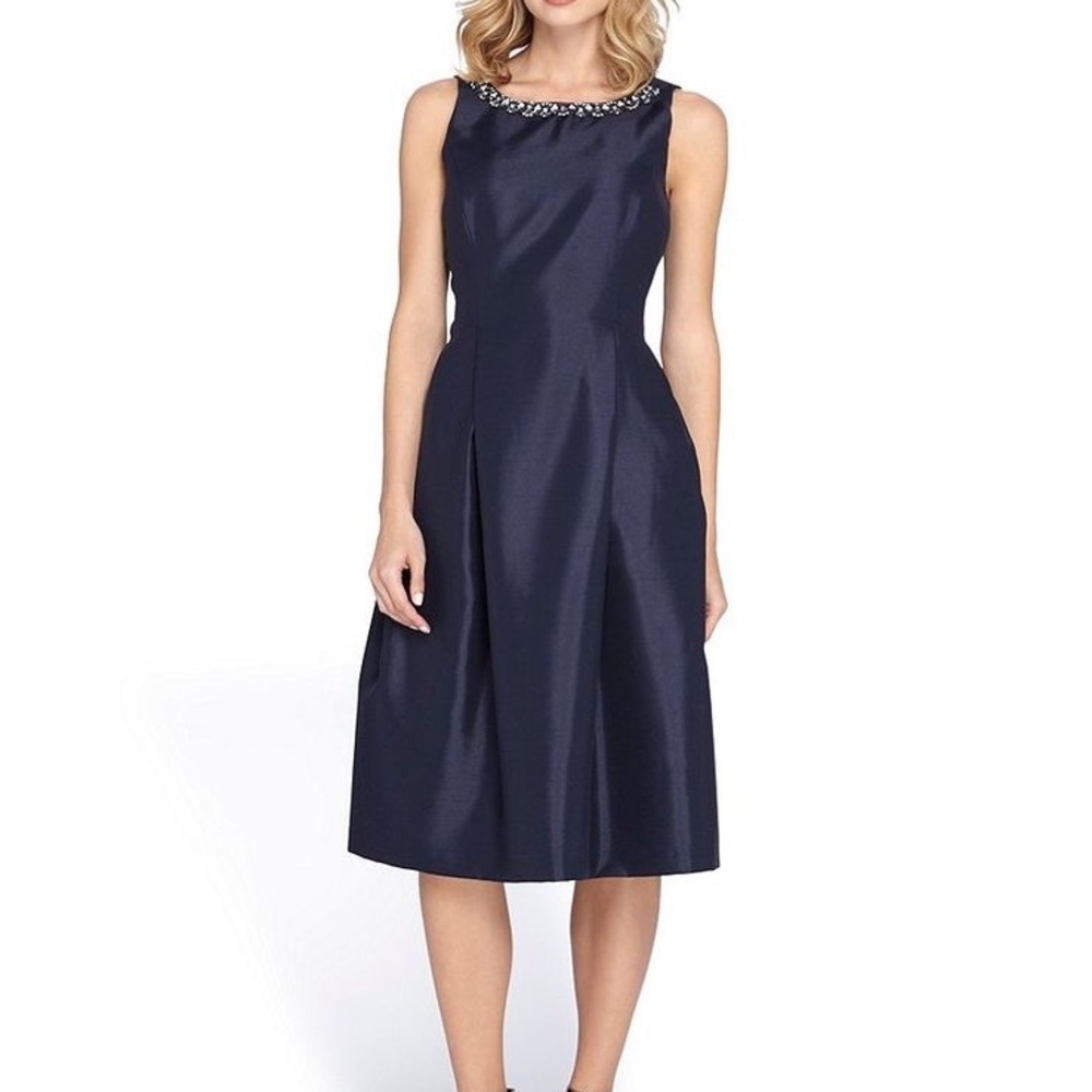 Tahari beaded necklace midi dress